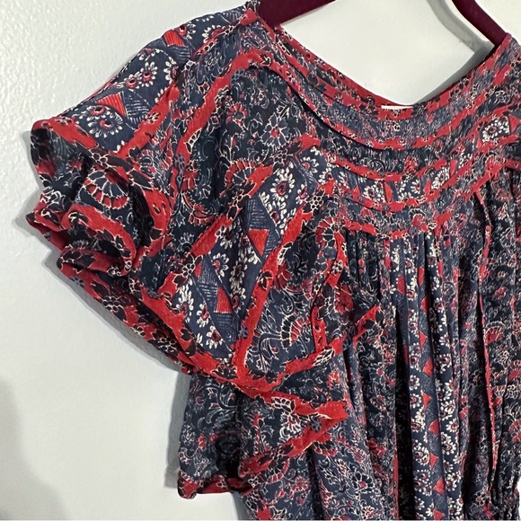 ULLA JOHNSON Callista Belted Gathered Twilight Floral Silk Dress - Picture 5 of 13